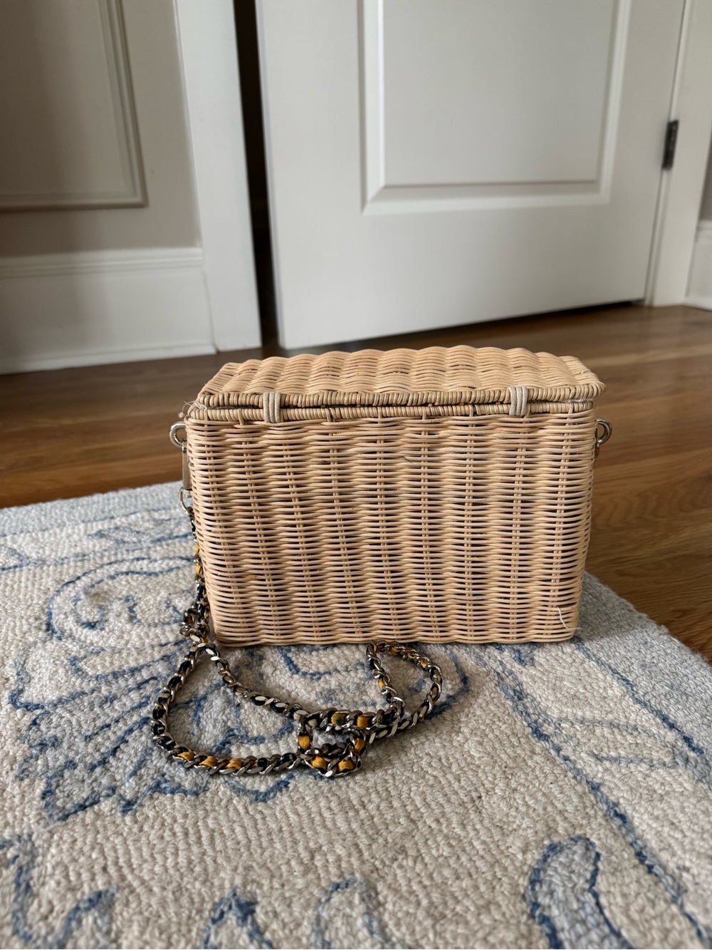 Zara Wicker Crossbody Bag with Scarf Accent - Natural - Picture 3 of 3